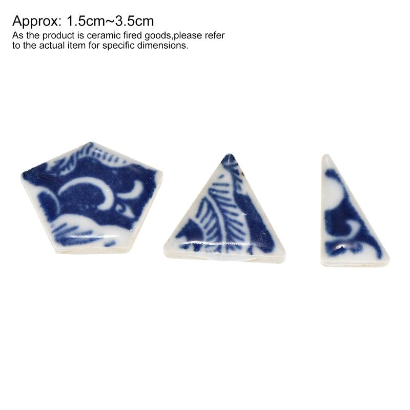 100g Ceramic Mosaic Tiles, Polygon Blue and White Ceramic Tiles - Blue and White - Blue and White