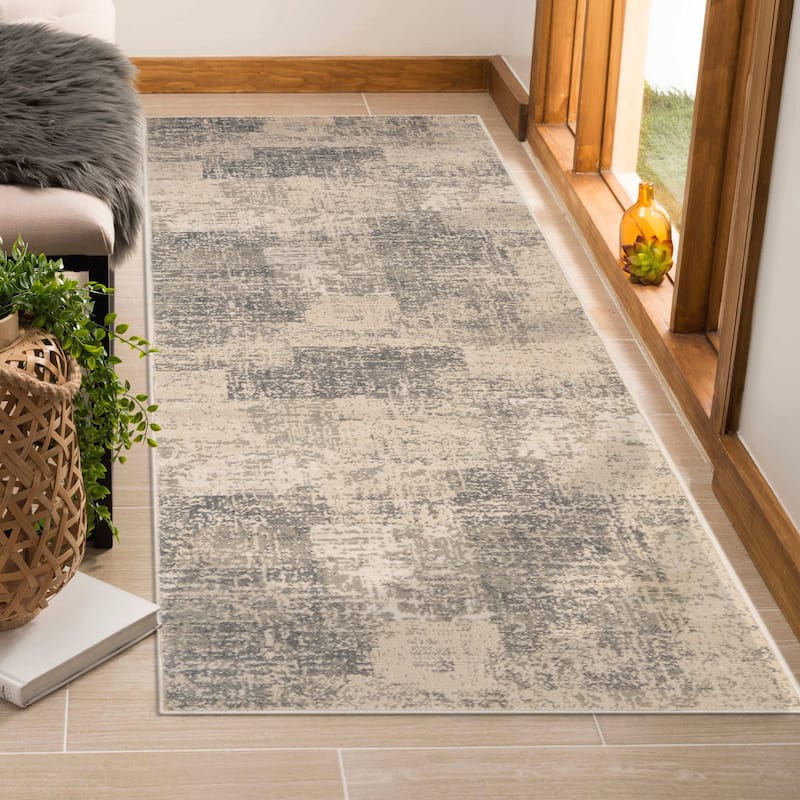 Alana Cel Light Blue Abstract Area Rug - 2'7" x 10'