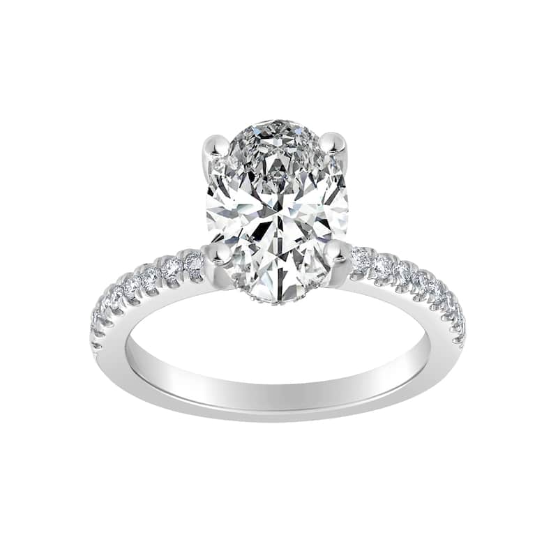 Auriya 14k-White Gold Lab Grown Oval Hidden-Halo Diamond Engagement Ring 2.25 ct. tw. (E-F VS)