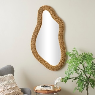 Brown Seagrass Handmade Woven Oval Abstract Room Wall Mirror - Bed Bath ...