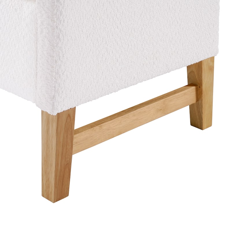 Christopher Knight Home - Tommy Boucle Upholstered Storage Ottoman with Solid Wood Legs and Pillows