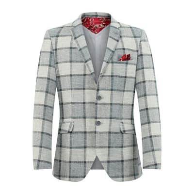 Elie Balleh Boys' Slim Fit Big Plaid Blazer