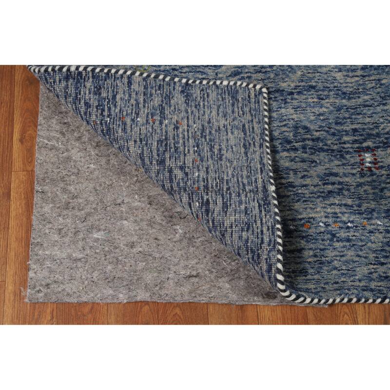 Blue Gabbeh Oriental Rug Hand-Knotted Wool Carpet - 4'0" x 5'10"
