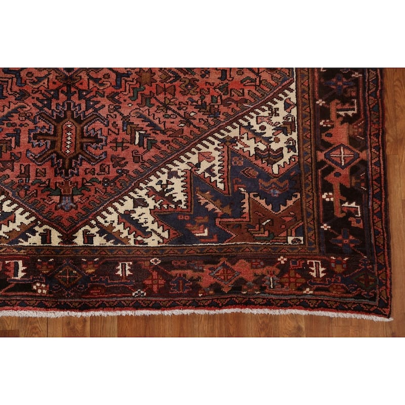 Vintage Traditional Geometric Heriz Persian Wool Area Rug Hand-knotted - 6'9" x 9'9"
