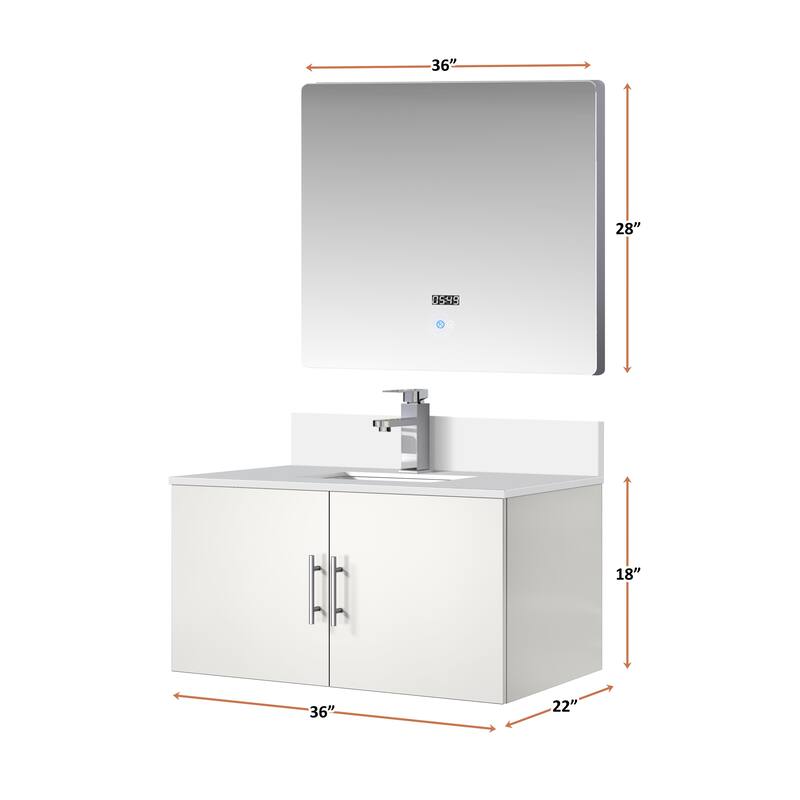 Geneva Bath Vanity with Cultured Marble Top, Sink, Faucet & Mirror