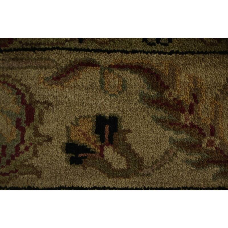 Hand Knotted Oriental 100% Wool Carpet Traditional All-Over Black Agra Area Rug - 8' 5'' X 5' 7''