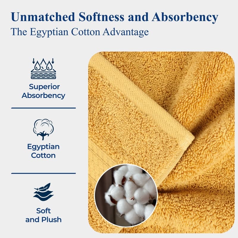 Superior Egyptian Cotton 8 Piece Towel Set Ultra Plush & Absorbent Bath, Hand & Face Towels, Heavyweight Spa Quality