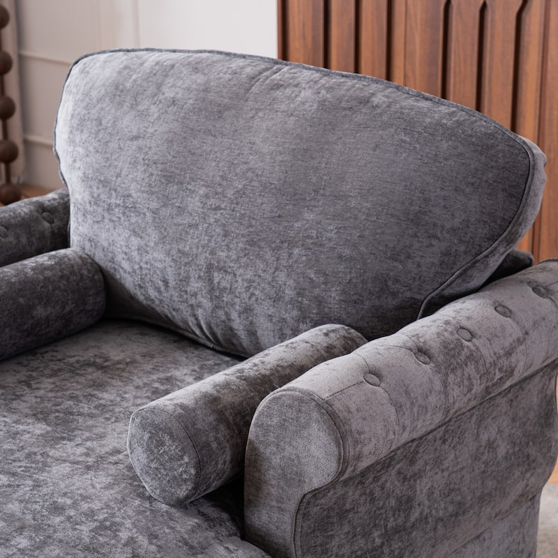 Anmytek Oversized Chenille Chaise Lounge Sofa Bed - Wide Seat Lazy Sleeper Reading Armchair