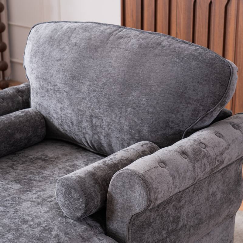 Oversized Chaise Lounge Sofa Bed - Wide Chenille Armchair, Upholstered Lazy Sleeper for Living Room