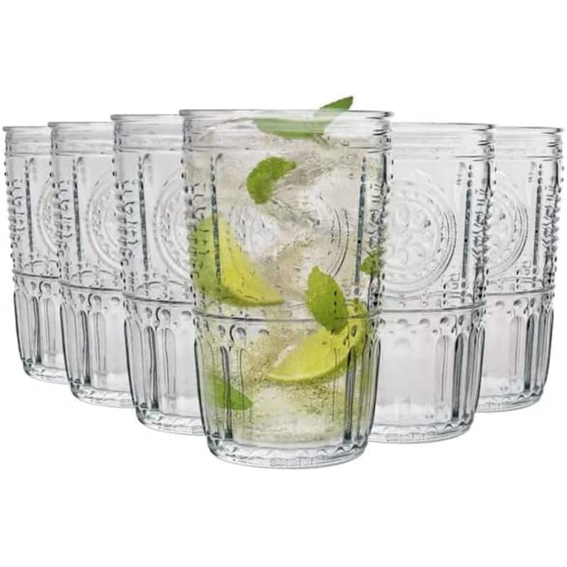Bormioli Rocco Set of 6 Romantic Cooler Drinking Glasses - 16 oz. - Clear