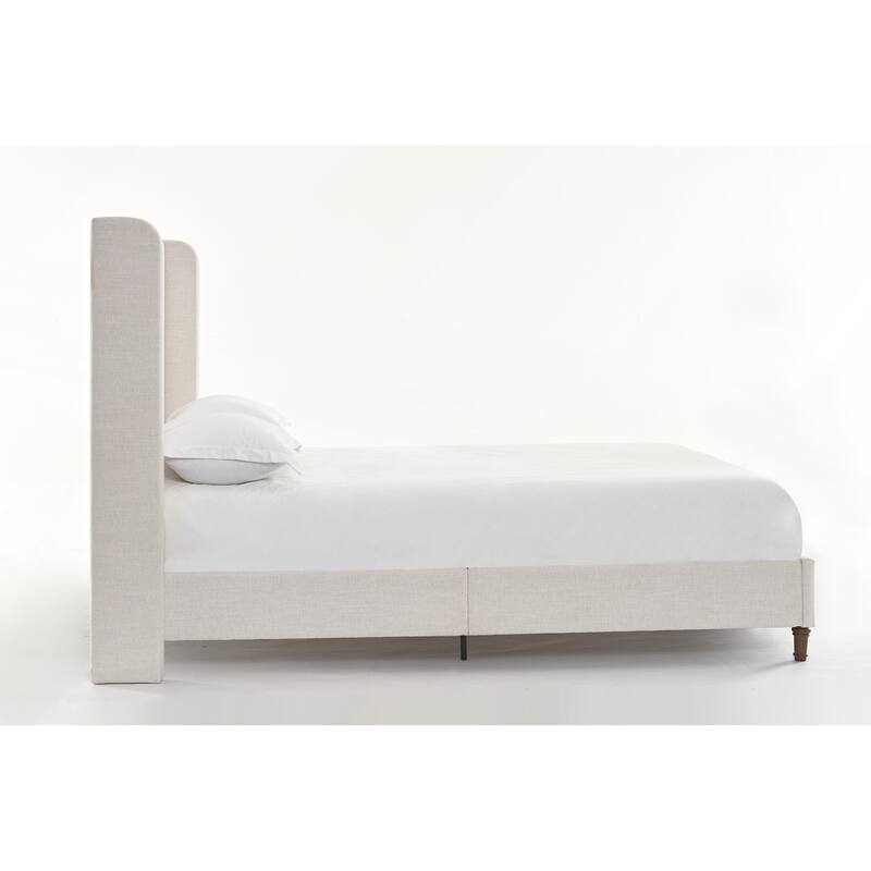 Elegant Upholstered Bed with Wingbacks and No Box Spring for Relaxing