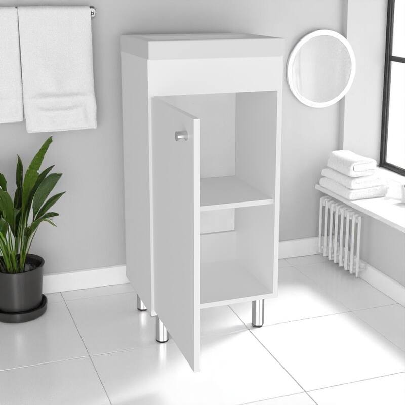 16" Bathroom Vanity with Integrated Sink,Compact Freestanding Cabinet with Storage,Ideal for Small Bathrooms,No Faucet Included