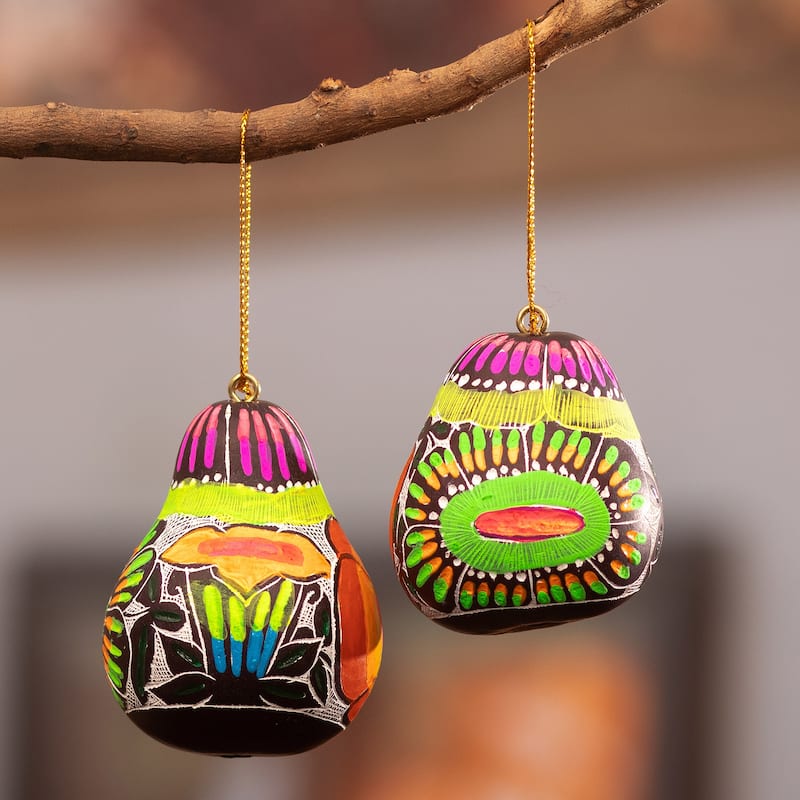 Novica Handmade Colorful Beauties Gourd Ornaments (Pair)