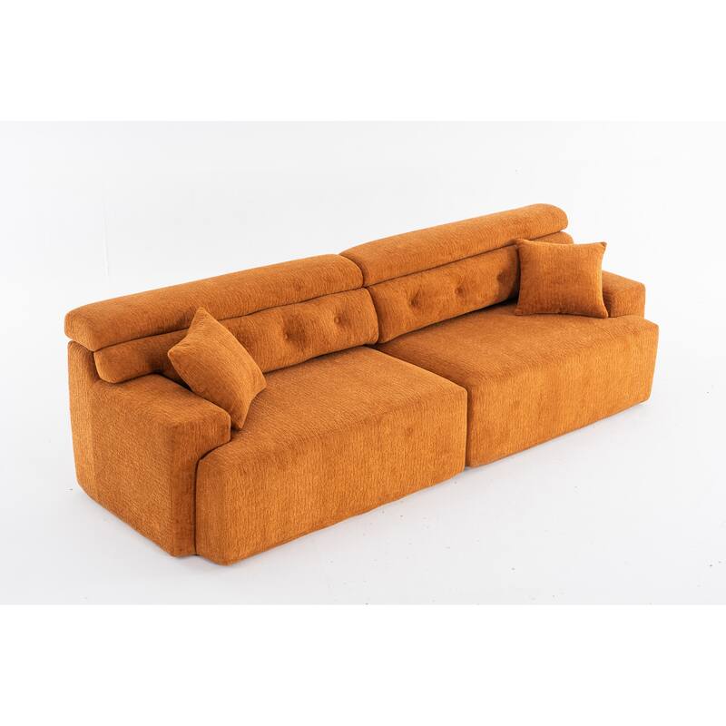 GDFStudio - Wood Grain Chenille 4-Seater 103.6" Compression Sofa