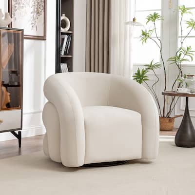 SEYNAR Modern Glam Velvet 360 Degree Swivel Accent Armchair with Tufted Back