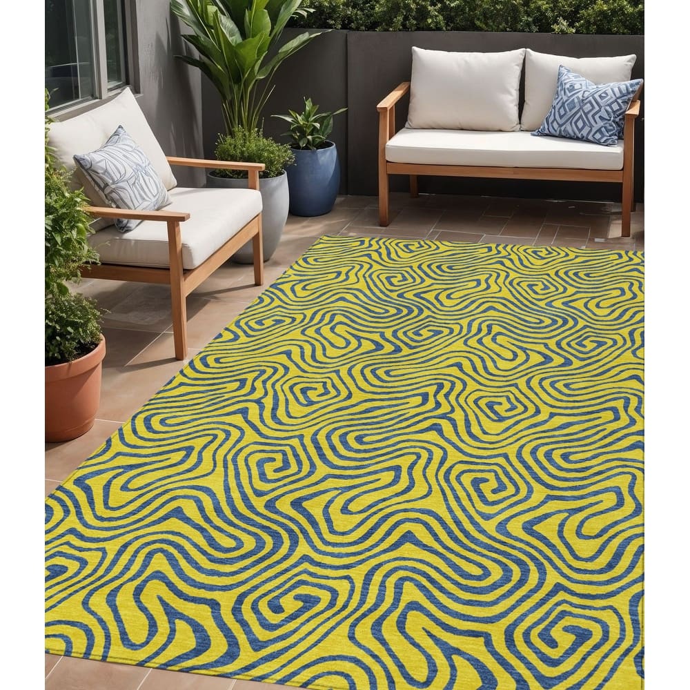 HomeRoots Abstract Transitional Rectangle Outdoor Rug