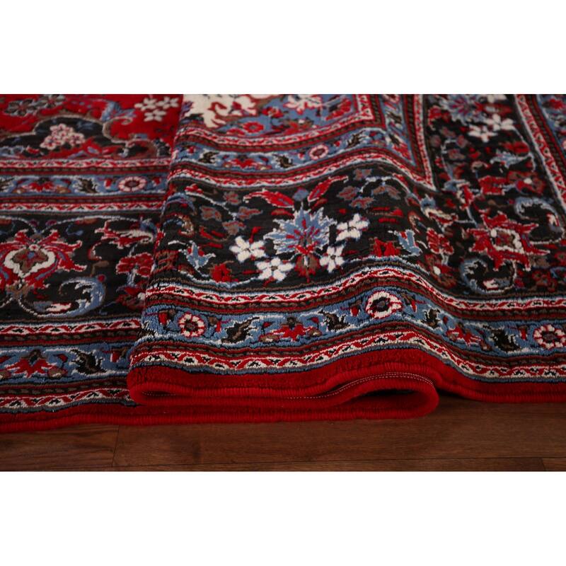 Medallion Red Kashan Turkish Area Rug Machine Made Carpet - 9'8" x 13'3"