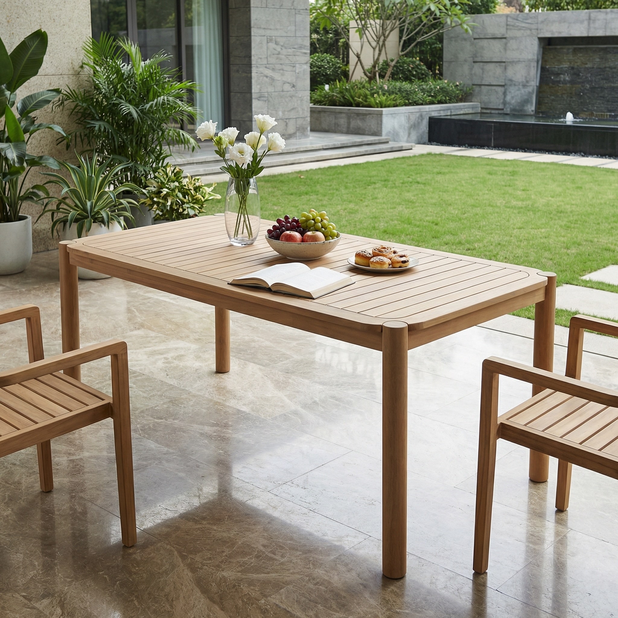 Christopher Knight Home - Cascade Farmhouse 70.75" Outdoor Acacia Wood Rectangular Dining Table, for 4-6 Person Seating