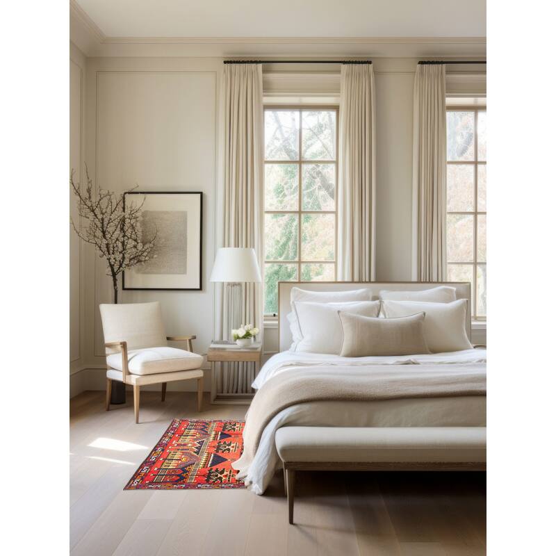 ECARPETGALLERY Hand-knotted Teimani Red Wool Rug - 2'10 x 4'6