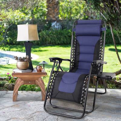 SereneLife Zero Gravity Chair - Outdoor Recliner With Headrest, Cup Holder & Locking Mechanism, 264 Lb Capacity