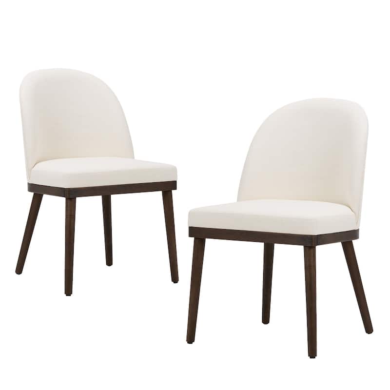 Upholstered Fabric Dining Chairs with Curved Backrest