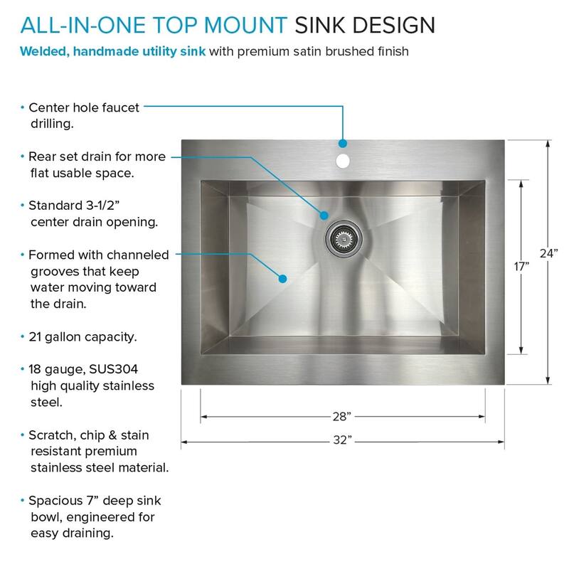 Transolid OSC3224 Outdoor Kitchen 32-in x 24-in x 51-in Single Sink Cabinet, Stainless Steel - 32-in x 24-in x 51-in