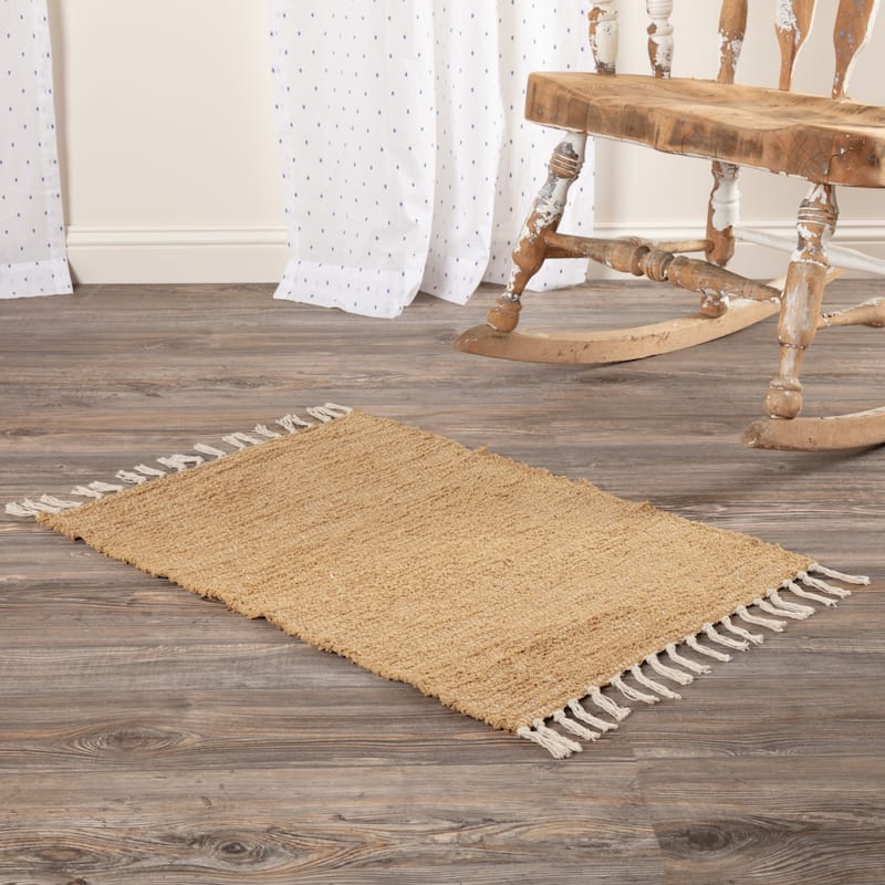 Burlap Natural Chindi-Rag Rug - 1'8" x 2'6"