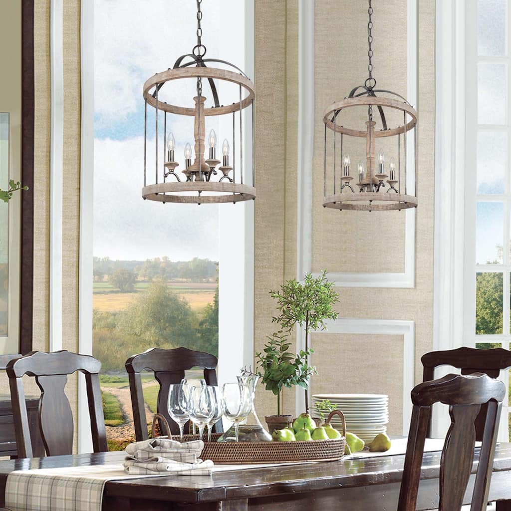 Vanik Farmhouse Chandelier French Country Bird Cage Foyer Dining Room Lights for Entryway - L16" xW16 "xH22.5"
