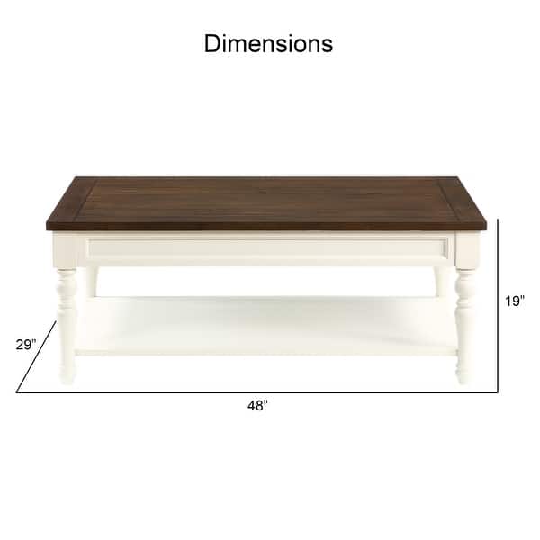The Gray Barn Jillian Ivory and Mocha Wood Coffee Table with Casters