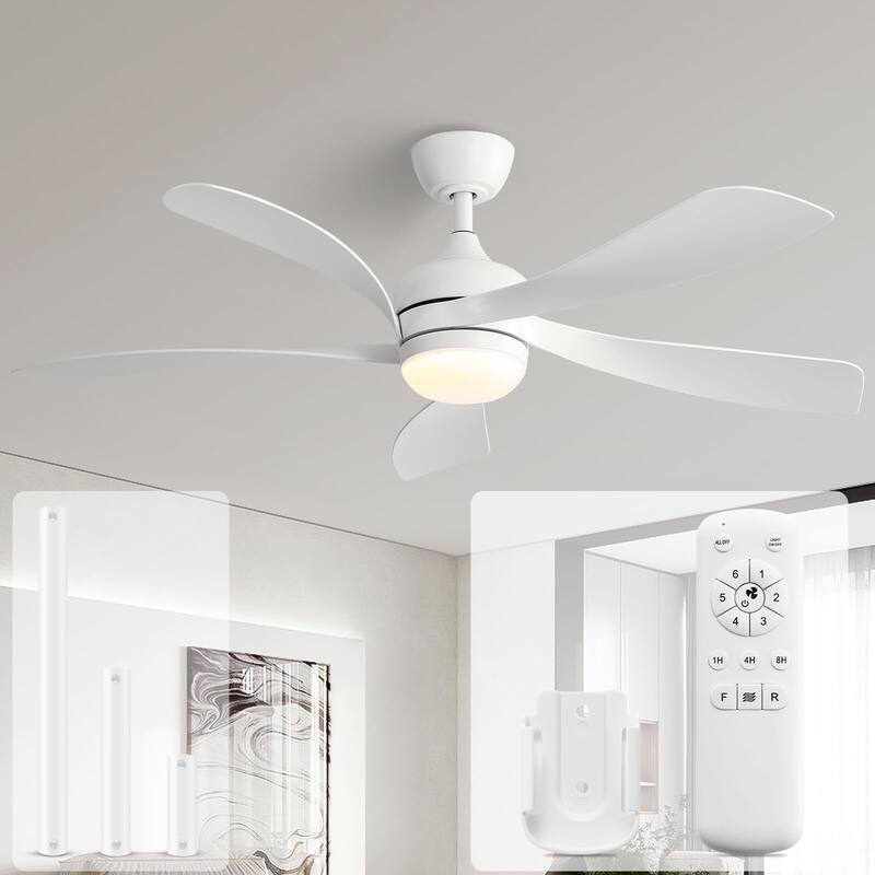 Sofucor 45/52 Inch Ceiling Fan with Remote & Lights Quiet DC Motor 5 Blade High CFM Modern Fan - 52'' Remote Control - White