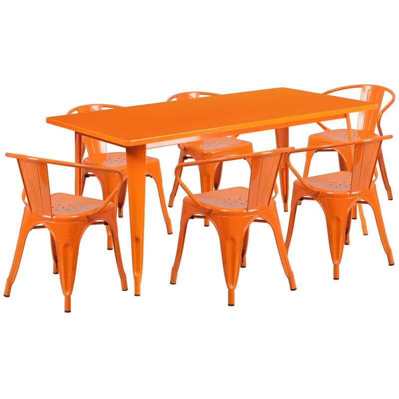 Rectangular Metal Indoor-Outdoor Table Set