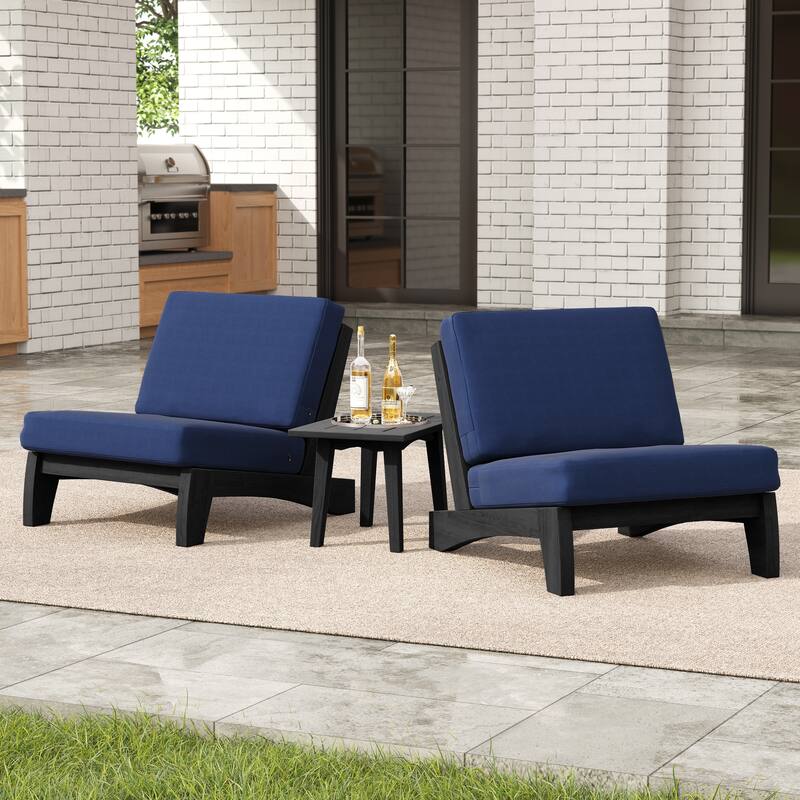 4 Set Outdoor Patio Teak Wood Club Chairs Loveseat with Cushion