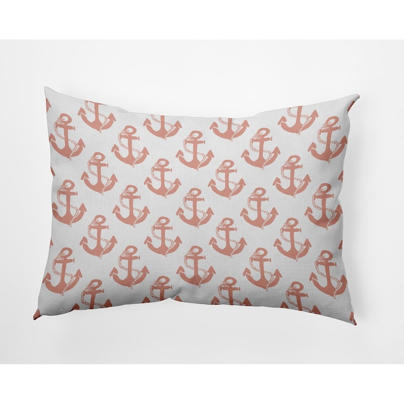 Anchor Pattern Decorative Throw Pillow - 14" x 20" - Soft Coral