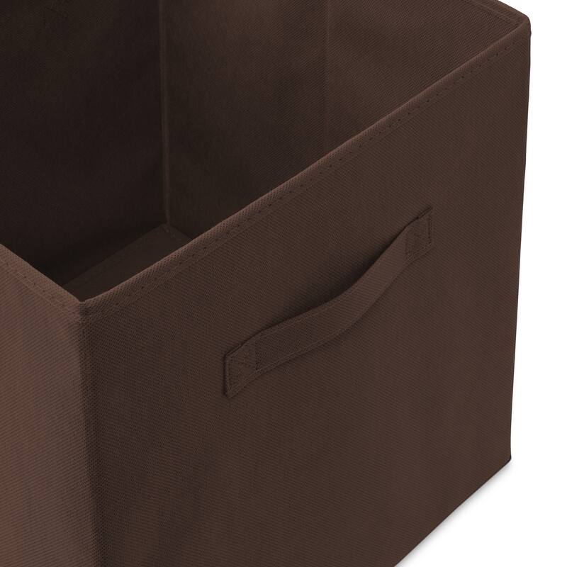 Set of 12 Collapsible Fabric Cubes 13in Storage Bins Brown - 13" x 13" x 13"