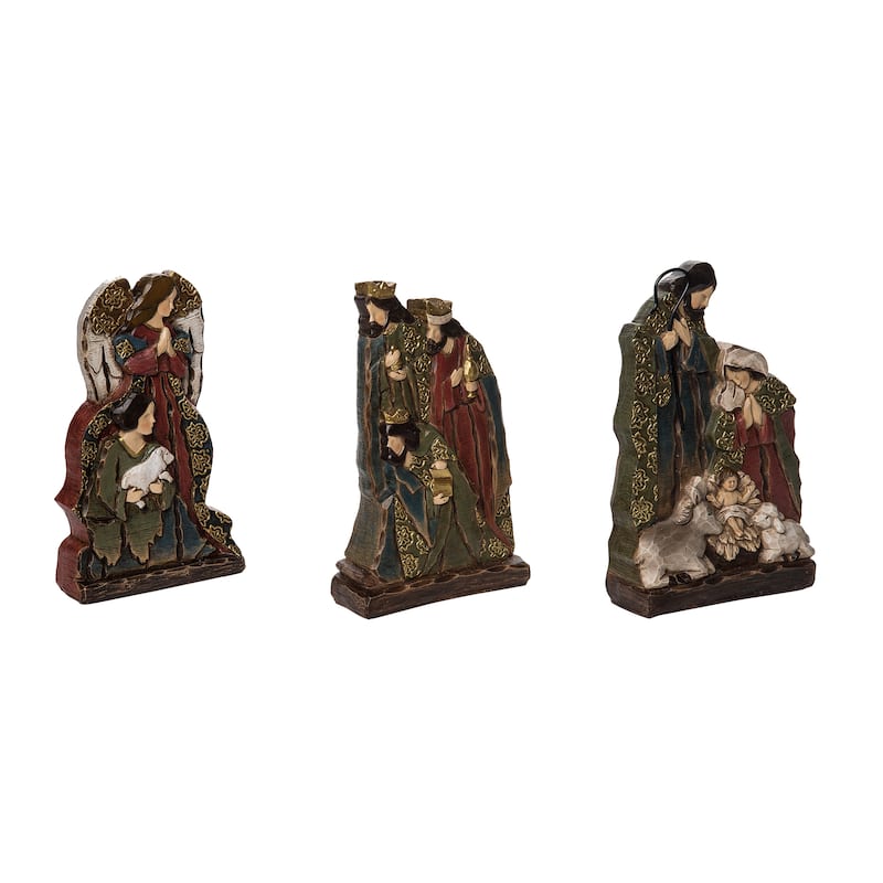 Transpac Resin 8.86 in. Multicolor Christmas Ornate Nativity Scene Set of 3