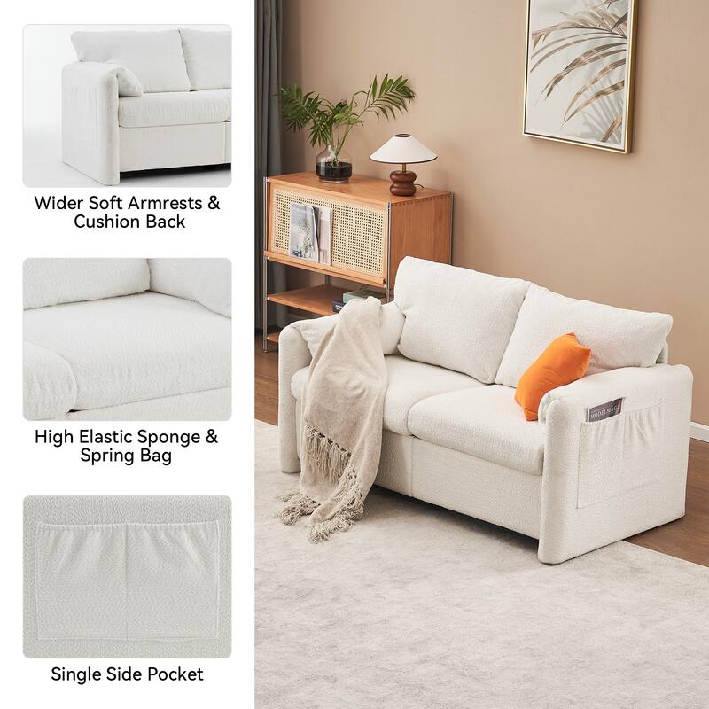 Minimalist Living Room Sofa Couch Loveseat with Pillow Top Armrests, Loveseat Sofa 2-Seater Sofa Couch