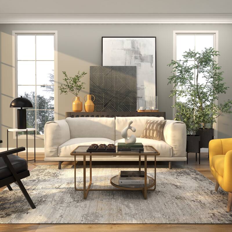 Yellow Metal Decorative Vase with Handles (Set of 2)