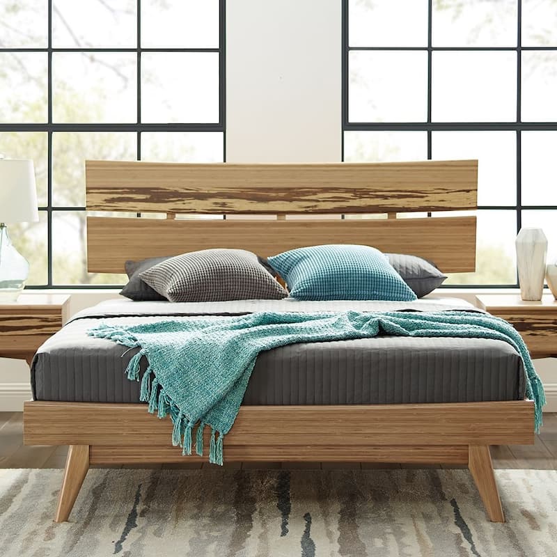 Sarah Queen Platform Bed, Burgundy - Natural - King