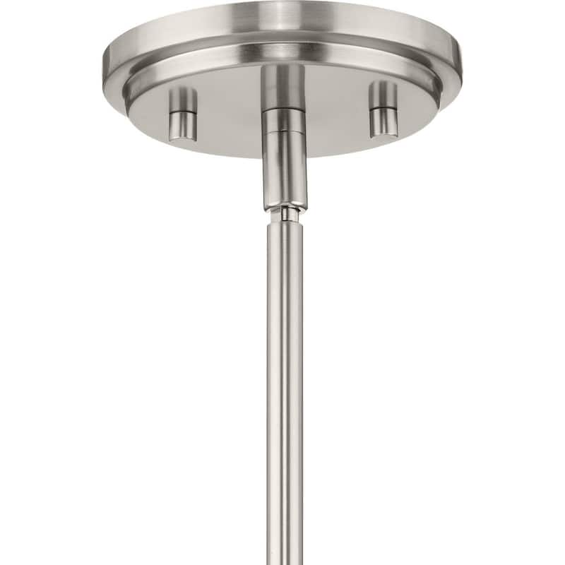Beckner Collection One-Light Brushed Nickel Clear Glass Urban Industrial Pendant Light - 8 in x 8 in x 11.25 in