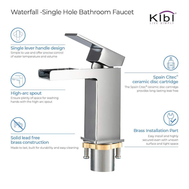 Waterfall Solid Brass Single Handle Sink Faucet