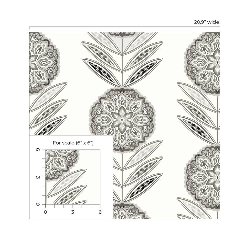 Seabrook Designs Belle Floral Stripe Non-Woven Unpasted Wallpaper