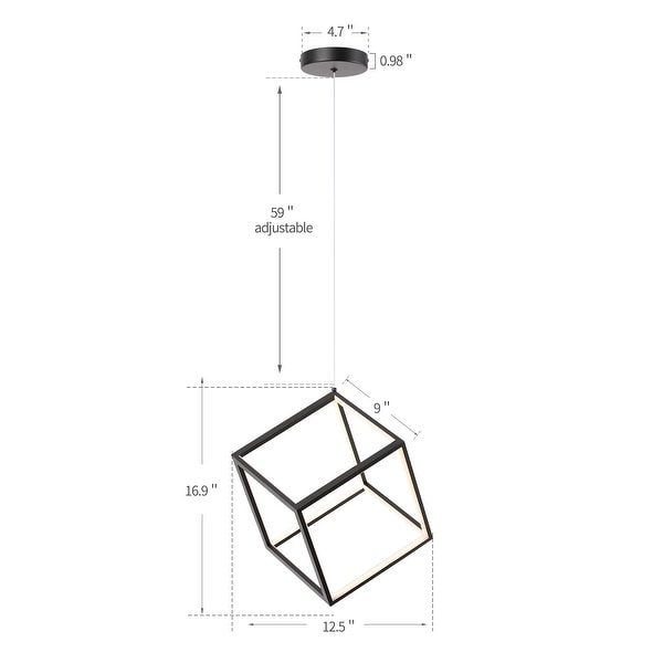 Cube 1 Light LED Pendant Minimalist Black or Gold Square Geometric Scifi Light Chandelier N A On Sale Bed Bath Beyond 40196436