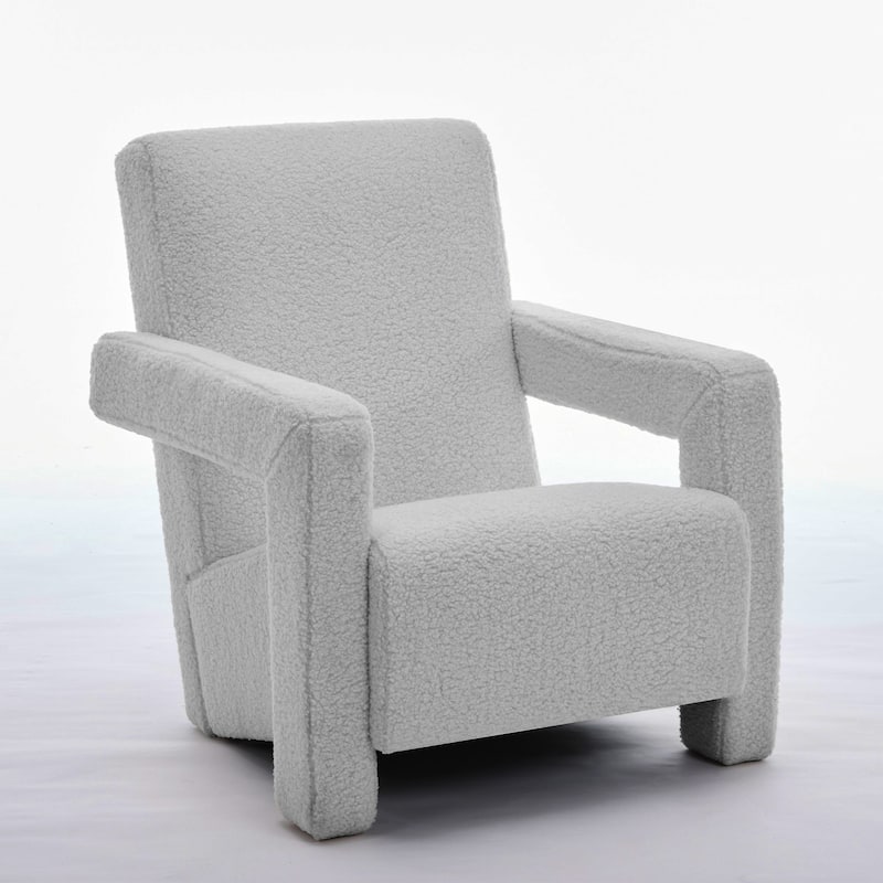Sherpa Adirondack Chair for Living Room, Upholstered Accent Chair - Foggy Grey