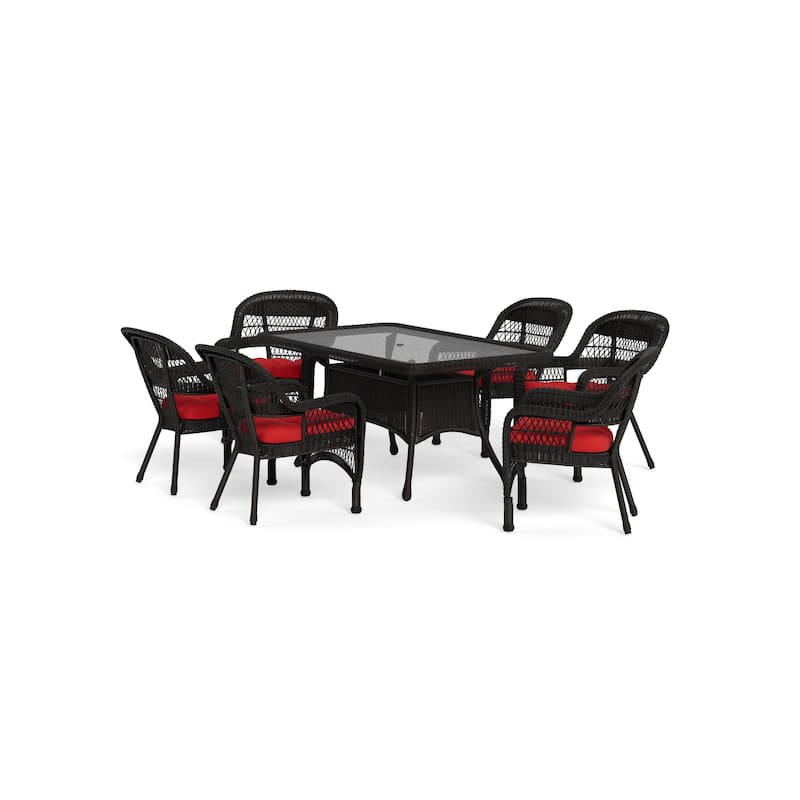 Portside Dark Roast Outdoor Wicker Dining Set (7-Piece)