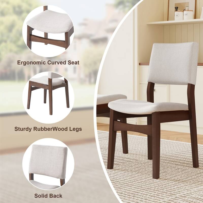 22.72" Rustic Upholstered Stackable Dining Chairs Set of 2