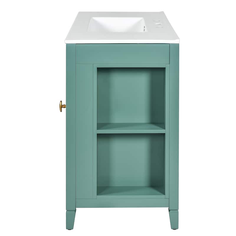 Roomfitters 36 Inch Bathroom Vanity with Sink, Solid Wood Frame Storage Cabinet with 2 Doors and 3 Drawers