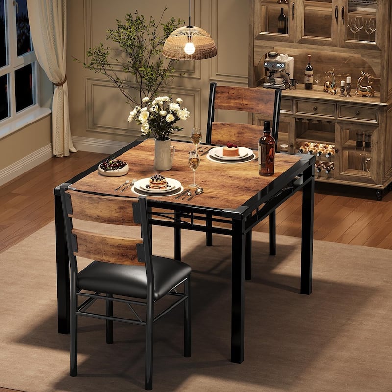 3-Piece Modern Space-Saving Dining Table Set for Small Space, Dining Room, Apartment