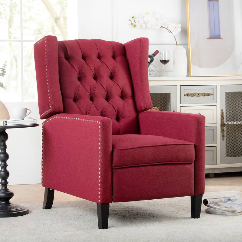 Christopher Knight Home Upholstered Wing Back Push Recliner Chair - Wine Red+Fabric