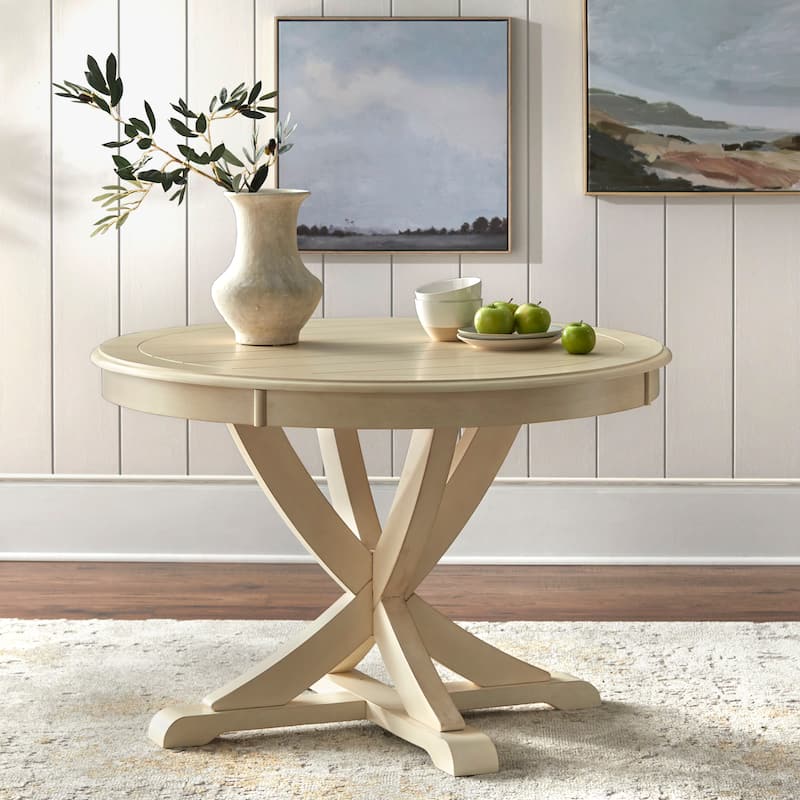 Simple Living Vintner Round Country-style Dining Table - Antique White