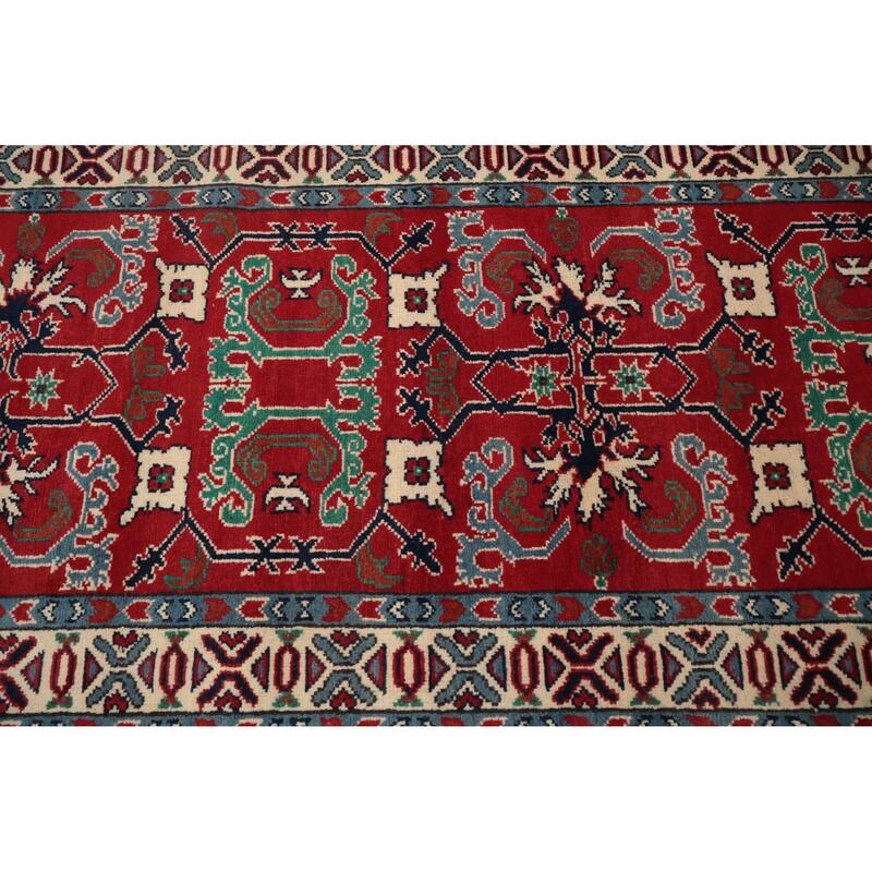 Hand Knotted Oriental 100% Wool Carpet Traditional Geometric Red Heriz (serapi) Runner Rug - 15' 10'' X 3' 0''